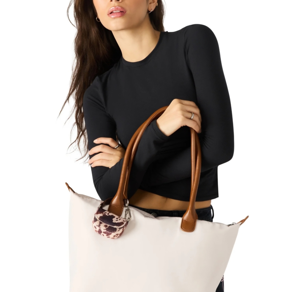 No Boundaries White Tote with Tan Handles - Picture 4 of 5
